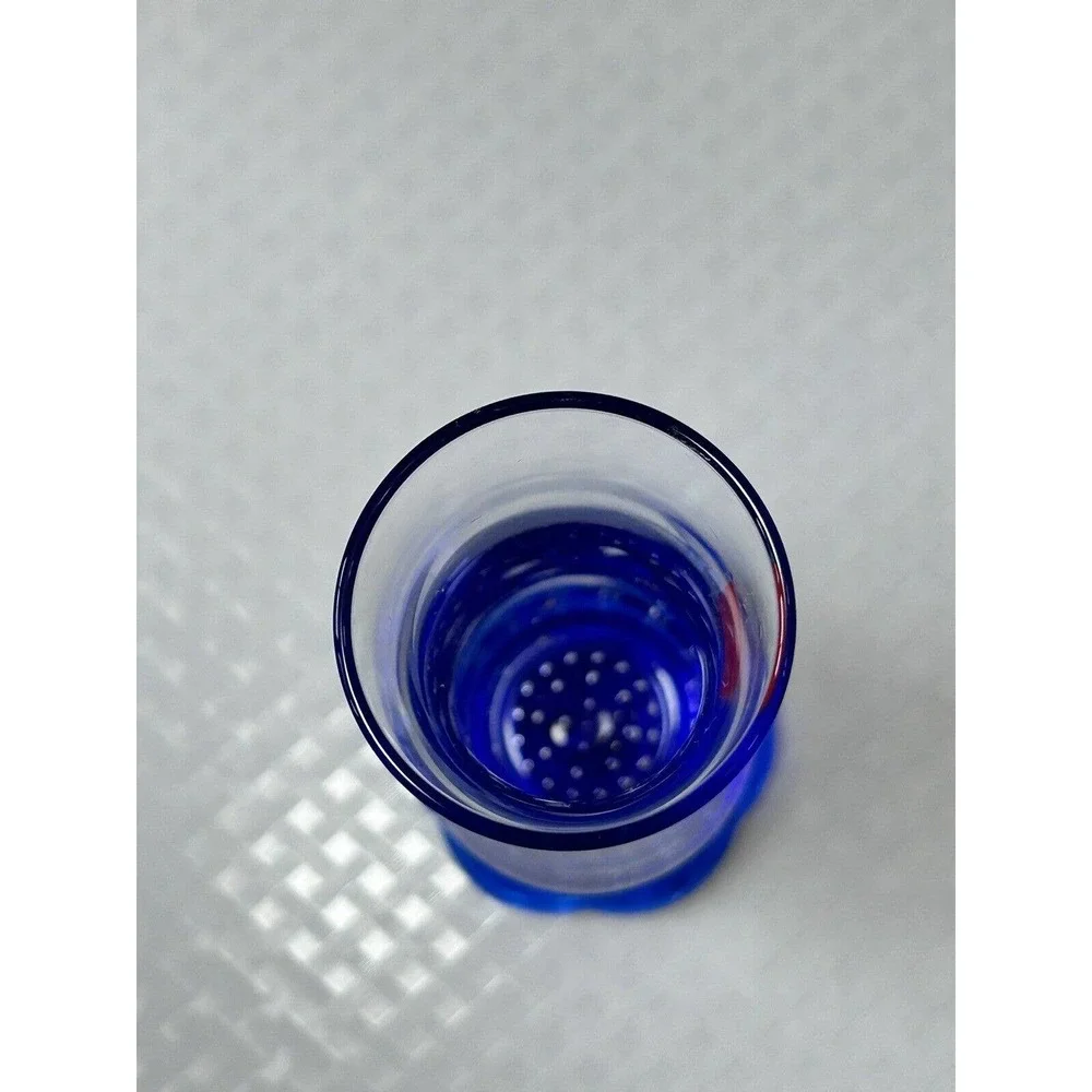 Bormioli Rocco Vase Italian Art Glass‎ Cobalt Blue Flower Controlled Bubbles